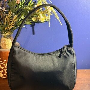 Black Nylon Mini Hobo Shoulder Bag- Like New- Fast Shipping- Clean Interior​
